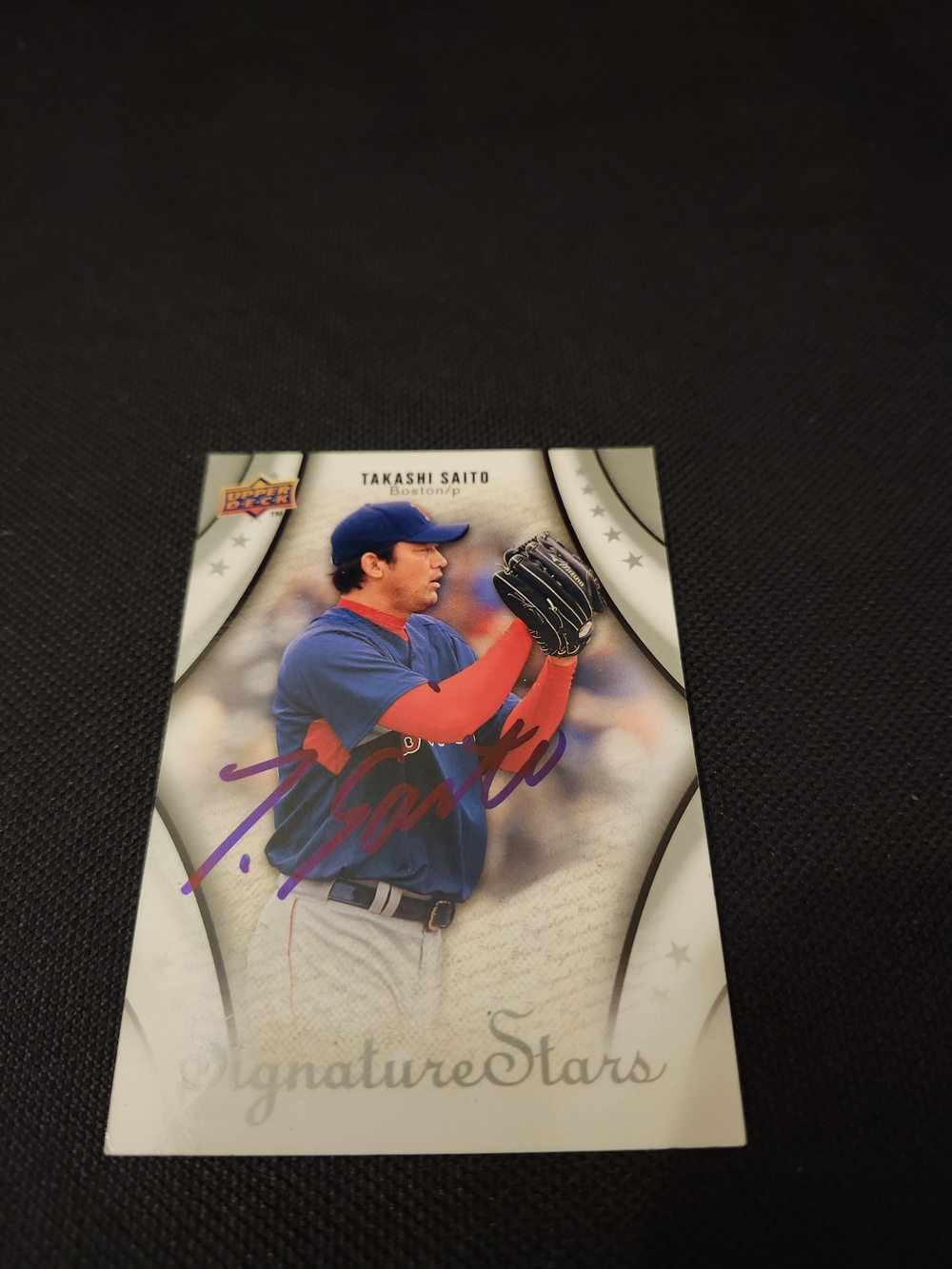 Takashi Saito Signed 'Signature Stars' Upper Deck Baseball Card Red Sox Dodgers